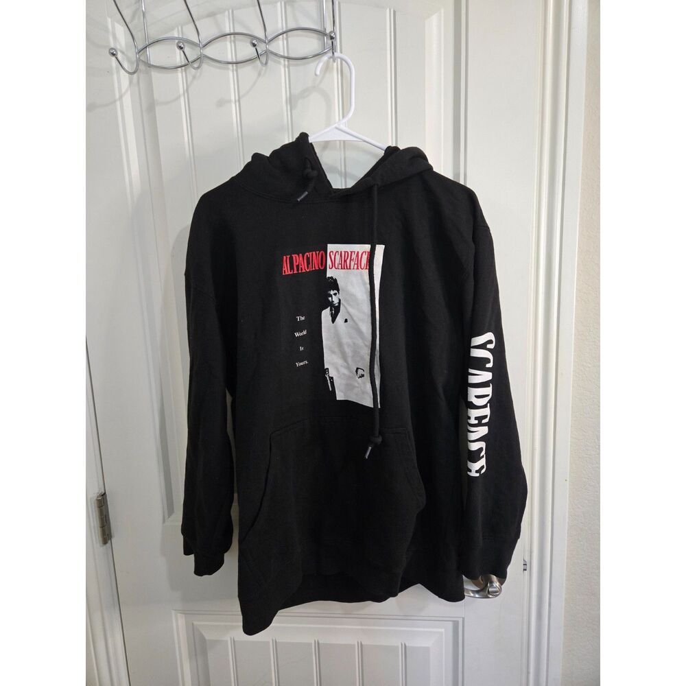 Scarface Al Pacino Men’s Large Black Graphic Pullover Hoodie The World Is Yours